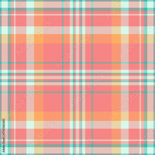 Artistic plaid fabric pattern, open check background texture. Tidy textile tartan vector seamless in red and light colors.