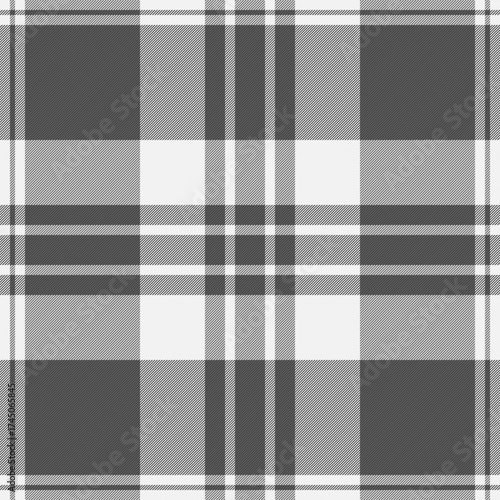 Neat seamless textile background, fibrous check texture tartan. Stage fabric vector pattern plaid in white and grey colors.