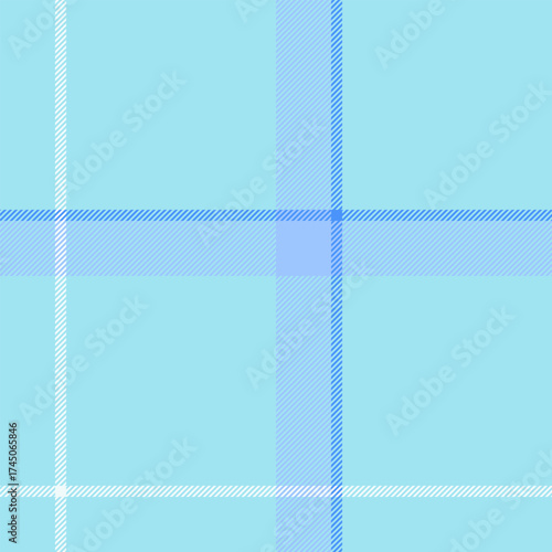 Curve check background plaid, serene seamless texture fabric. Uniform pattern tartan textile vector in cyan and blue colors.