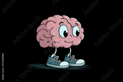 human brain wearing shoes
