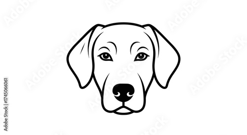 Simple Line Art Dog Face Head Portrait.