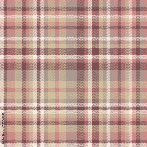 Wallpaper Mural Elegant tartan pattern. Seamless checkered texture with intersecting lines in warm beige, pink, and brown hues. Ideal for fabric, textile, or design backgrounds. Torontodigital.ca