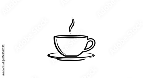 Steaming Cup of Coffee on a Saucer Illustration.