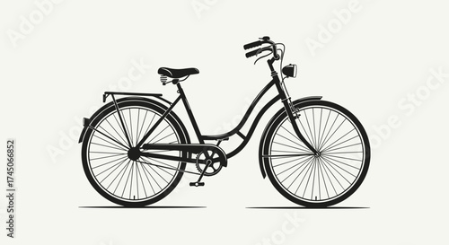 Vintage style cruiser bicycle illustration on a light background.