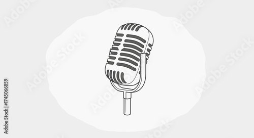 Vintage Microphone Illustration on White Background.