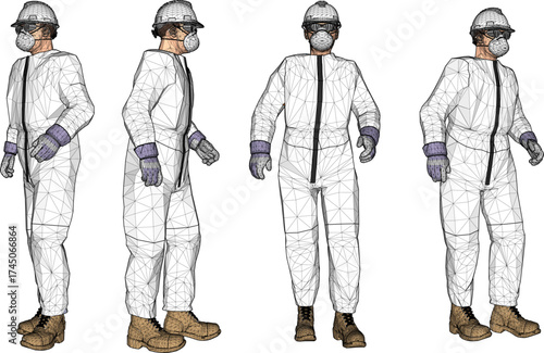 Vector sketch illustration design of medical officer for infectious diseases wearing hazmat protective suit