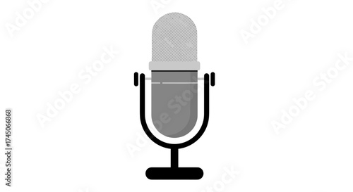 Vintage style studio microphone icon isolated on a white background.