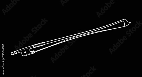 Violin Bow Illustration on Black Background.