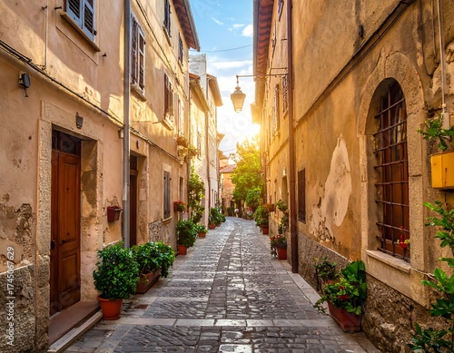 Fototapeta Naklejka Na Ścianę i Meble -  Sunlit Italian alleyway