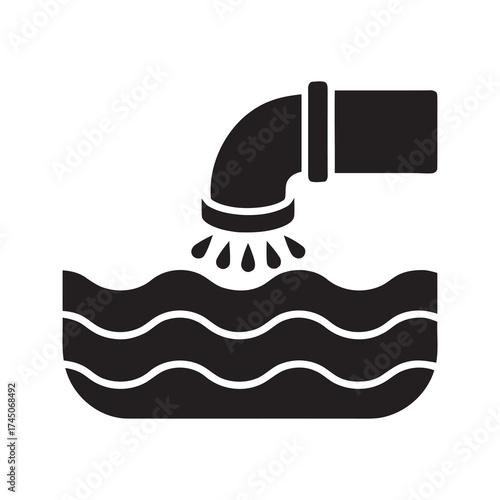 Industrial wastewater discharge from pipe polluting clean water source representing environmental pollution and sewage contamination from factory drain system