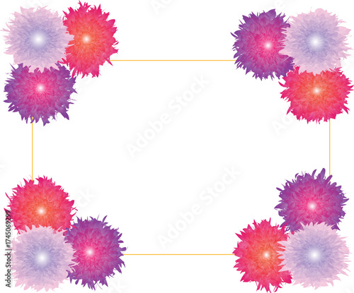 Colorful Dahlia Floral Border for Invitation and Greeting Card Design