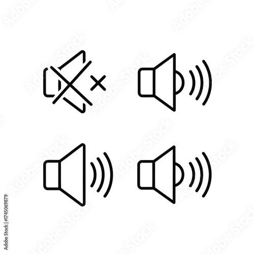 Vector illustration of set of audio icons volume up and mute