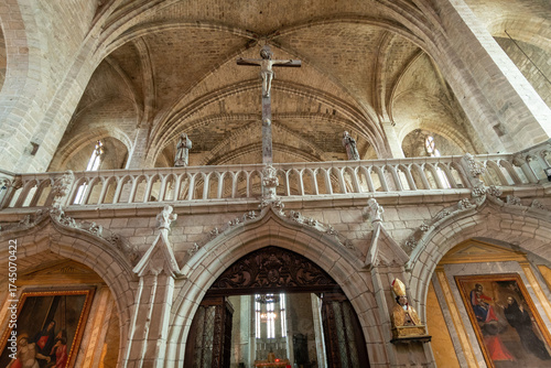Jube of Benedicte Abbey Church of Saint Robert in La Chaise Dieu, Dept Haute Loire. Auvergne-Rhone-Alpes. France