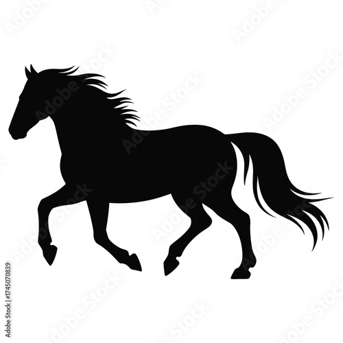 Running Horse Silhouette Vector: Equine Gallop and Freedom Graphic, black horse vector illustration