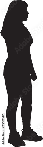 vector,silhouette of a side view of woman standing
