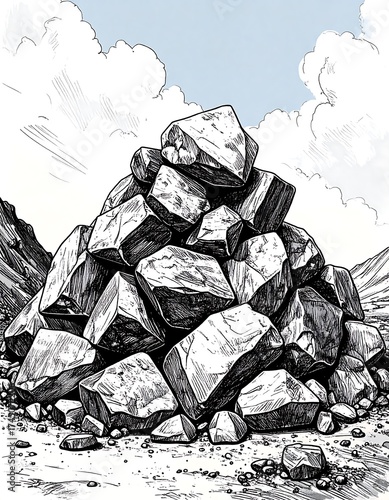 Pile of rocks against a sky