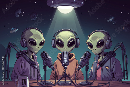 aliens doing podcast