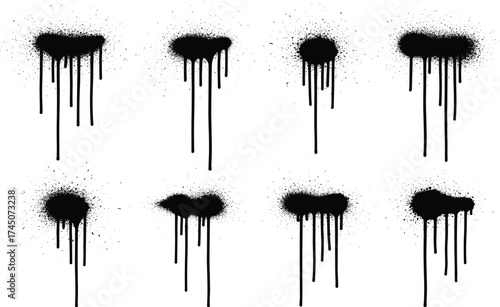 Black splatter, paint drip, grunge texture, urban element, graffiti style, messy ink, vector set, isolated design, edgy art, abstract blot