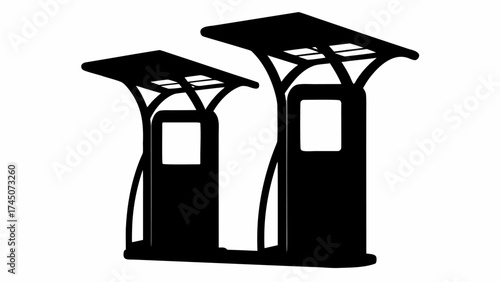 Modern electric vehicle charging station silhouette design with clean lines for sustainable energy