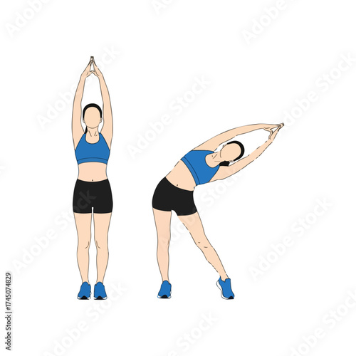 Woman Performing Side Bend Exercise for Fitness and Health.