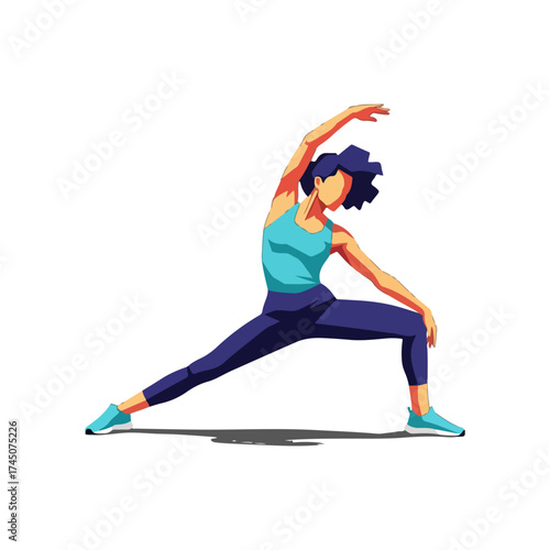 Woman in yoga pose stretching body for flexibility and health.
