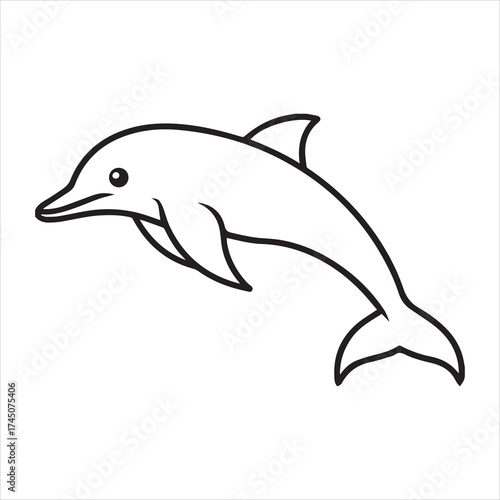 dolphin icon outline vector illustration on transparent background