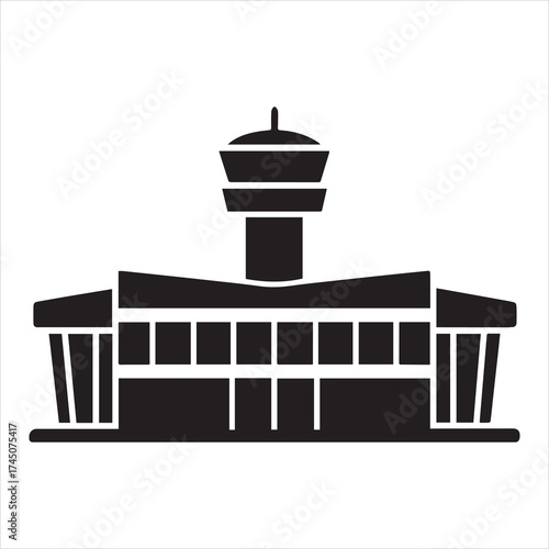 airport terminal icon vector silhouette on transparent background