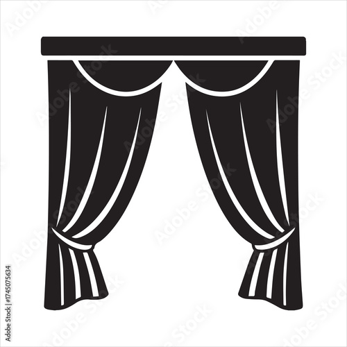 vector illustration of a blue curtain