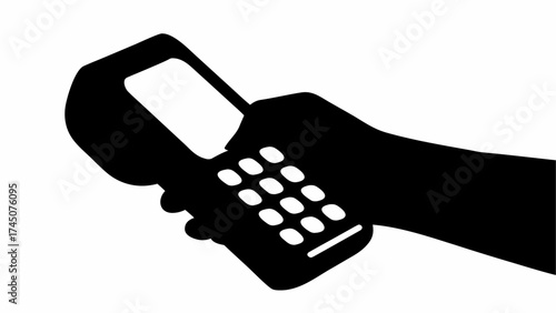 Hand Holding POS Terminal Silhouette Icon