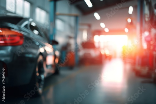Wallpaper Mural Blurred car repair station background with soft light Torontodigital.ca