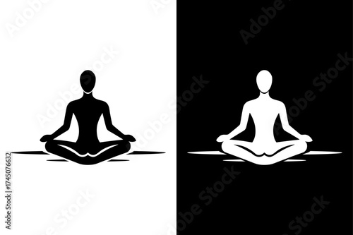 Yoga Mantra Icon — Peaceful Mindfulness Symbol in Monochrome.