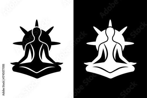 Meditation Silhouette Icon — Calm Mind and Body Symbol.