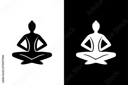 Lotus Sitting Pose Icon — Zen Yoga and Relaxation Vector.