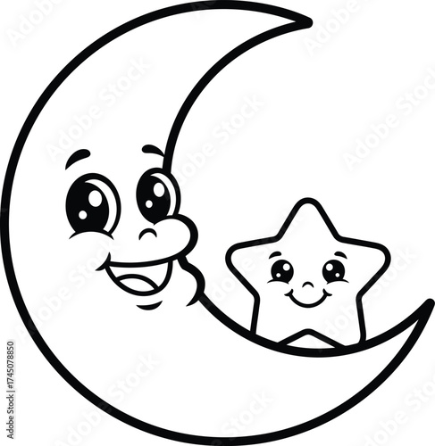 Adorable crab kids coloring page illustration, black and white vector line art for children�s ocean-themed printable coloring and learning sheets.