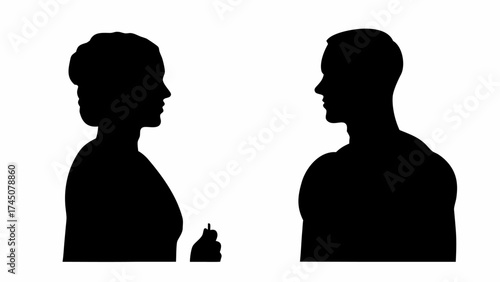 Diverse couple in silhouette engaged in conversation, symbolizing connection and communication in modern relationships.