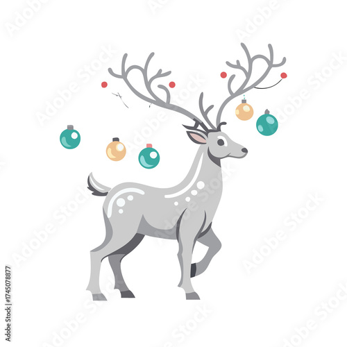 christmas reindeer with red ribbon