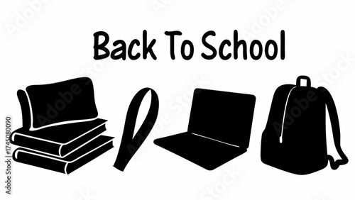Essential back to school supplies stack of books, laptop, and backpack create modern educational concept