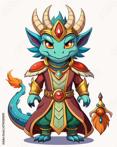 Dragon Mage, cute God, real print Style, Full body, white background