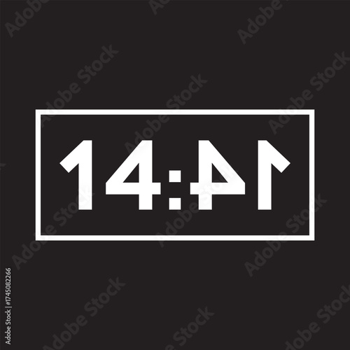 Séquence de chiffres 14:41, 1441, affichage numérique, heure miroir, nombres inversés, symétrie, temps, destin, synchronicité, numérologie, illustration vecteur