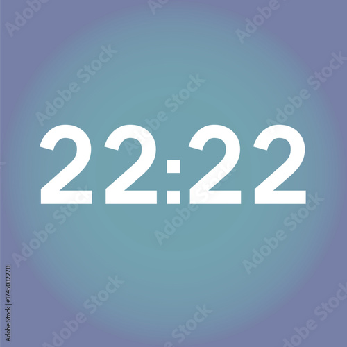Séquence de chiffres 22:22, 2222, affichage numérique, heure miroir, nombres symétriques, temps, destin, synchronicité, numérologie, illustration vecteur