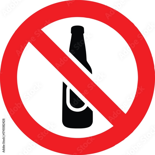 Vector art of no alcohol sign, prohibition symbol