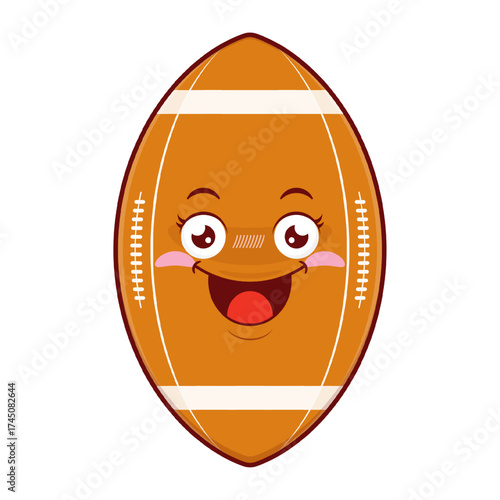 rugby ball playful face cartoon cute