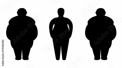 Diverse body silhouettes showcase weight spectrum for health and fitness concepts