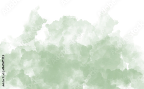 A serene sage green watercolor wash gently spreads, isolated on transparent background, evoking a sense of calm and natural tranquility