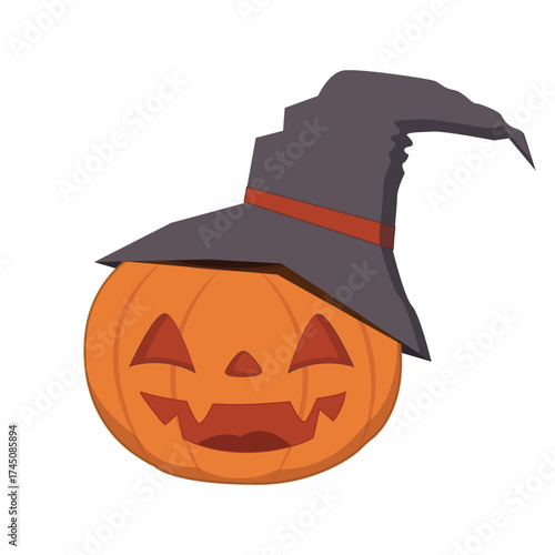 Halloween Pumpkin with Witch Hat