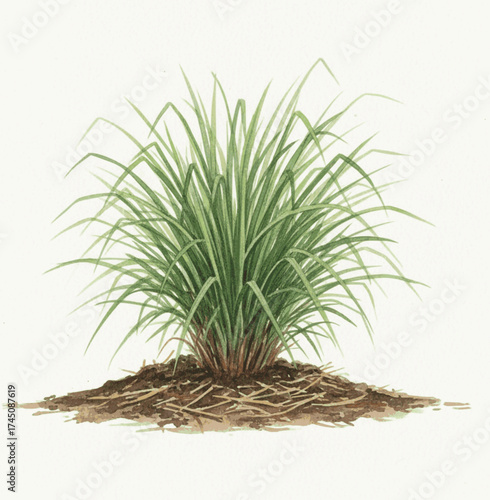 Lemon Scented Blades Lemongrass plant isolated watercolor vector illustration svg
