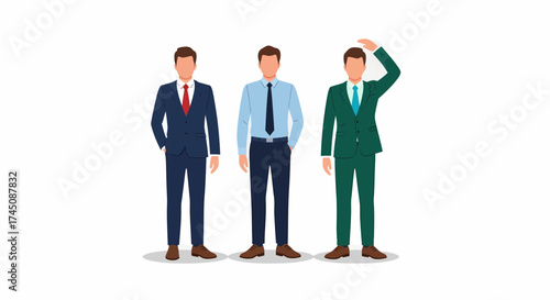 Business Team Standing Side by Side Comparison of Different Corporate Styles and Decisions