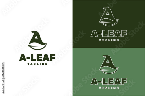 Letter a and leaf Nature logo template