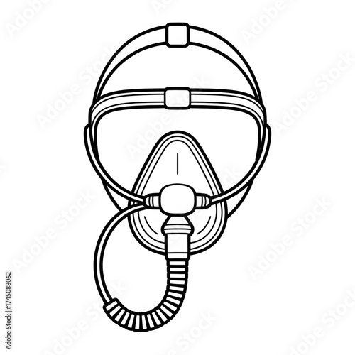 A oxygen mask illustration vector style coloring page