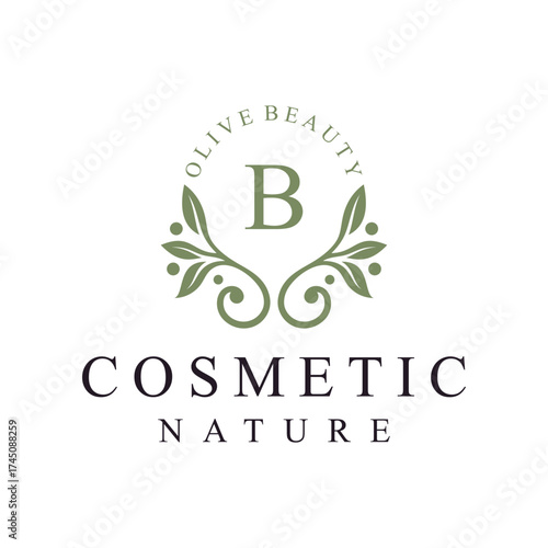 initial letter b leaves nature logo design for cosmetic and beauty graphic vector icon